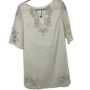 SEE U SOON CREAM CUTOUT DESIGN COTTON DRESS SIZE SMALL